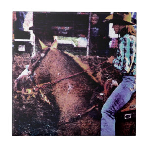 Cowgirl en Paint Horse Tegeltje