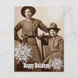 Cowgirl en Snowflakes Holiday Wishes Feestdagenkaart