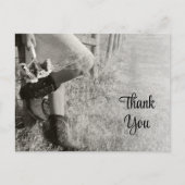Cowgirl en Sunflower Country Weddenschap Bedankt Briefkaart (Voorkant)