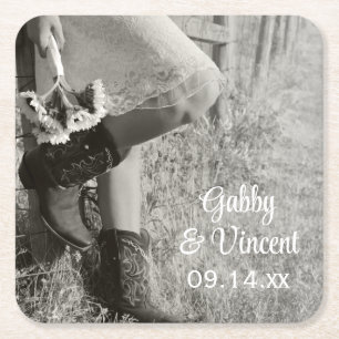 Cowgirl en Sunflower country Wedding Kartonnen Onderzetters