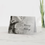 Cowgirl en Sunflower Wedding Save the Date BW Aankondiging (Voorkant)