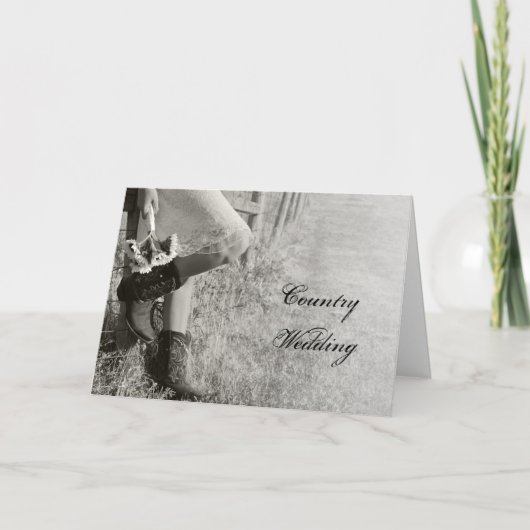 Cowgirl en Sunflower Wedding Save the Date BW Aankondiging (Voorkant)