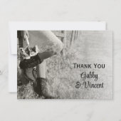 Cowgirl en zonnebloemen Land Western Dank je wel Notitiekaartje (Voorkant)