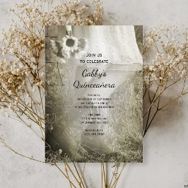 Cowgirl en zonnebloemen Land Western Quinceañera Kaart