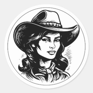 Cowgirl Esthetische Ronde Sticker