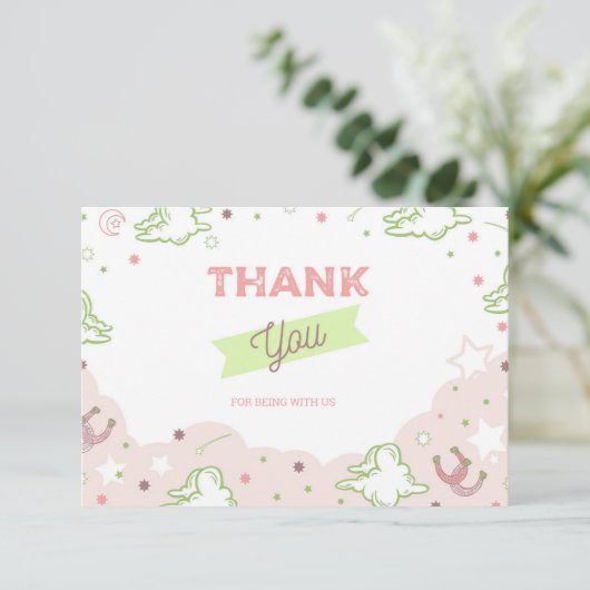 Cowgirl First Rodeo Birthday Dank je wel Kaart (Staand voorkant)