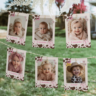 Cowgirl First Rodeo Photo maandelijkse bannerkaart Kaart