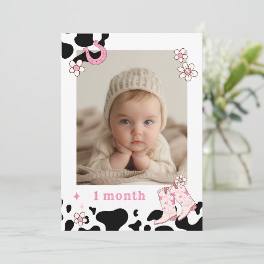 Cowgirl First Rodeo Photo maandelijkse bannerkaart Kaart (Staand voorkant)