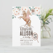 Cowgirl Floral Rodeo Westerne Pony Ride Birthday Kaart (Staand voorkant)