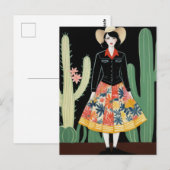 Cowgirl Floral Rok en Cactus Briefkaart (Voorkant / Achterkant)