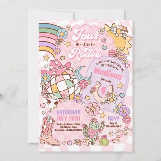 Cowgirl Four De liefde van Rodeo 4e verjaardag Kaart (Voorkant)