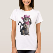 Cowgirl-Funny Cat T-shirt (Voorkant)
