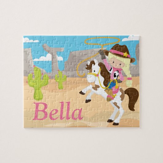 Cowgirl - Gepersonaliseerde naam Puzzle Legpuzzel (Horizontaal)