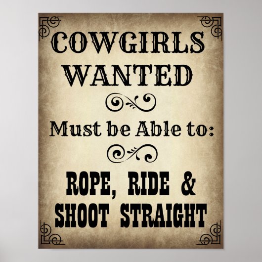 Cowgirl Gezocht Poster (Voorkant)