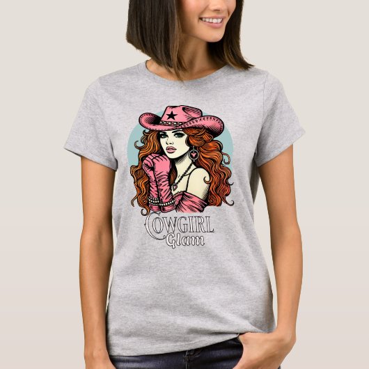 Cowgirl Glam Pink Coquette Rodeo Diva T-shirt (Voorkant)