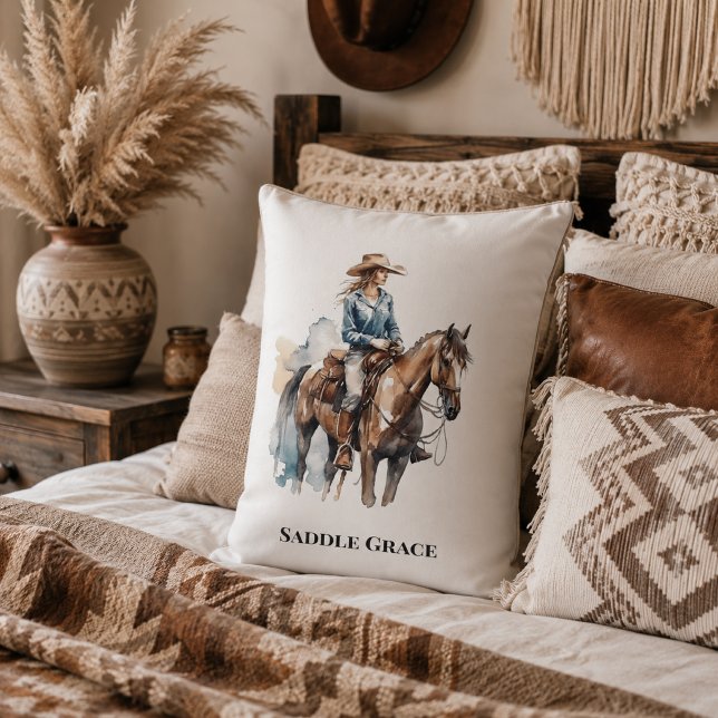 Cowgirl Grace Westerse kameraccent Kussen (Creator heeft geüpload)
