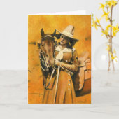  Cowgirl Groeten Kaart (Gele Bloem)