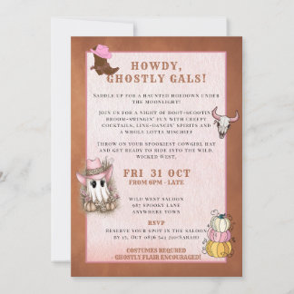 Cowgirl Halloween Party Invitation Kaart