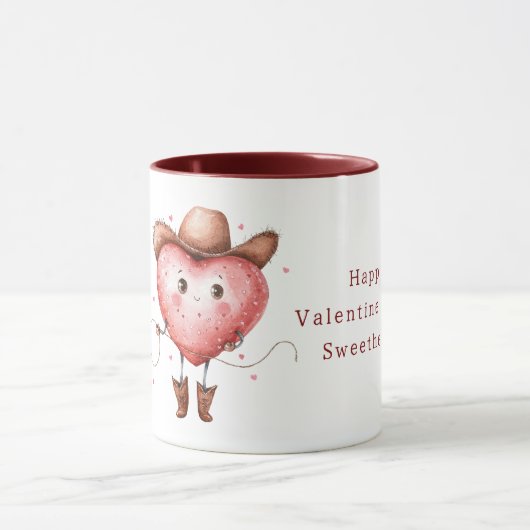 Cowgirl Hat Boots Heart Valentine's Day Mok (Midden)