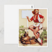 Cowgirl Hitch a Ride Pin Up Briefkaart (Voorkant / Achterkant)