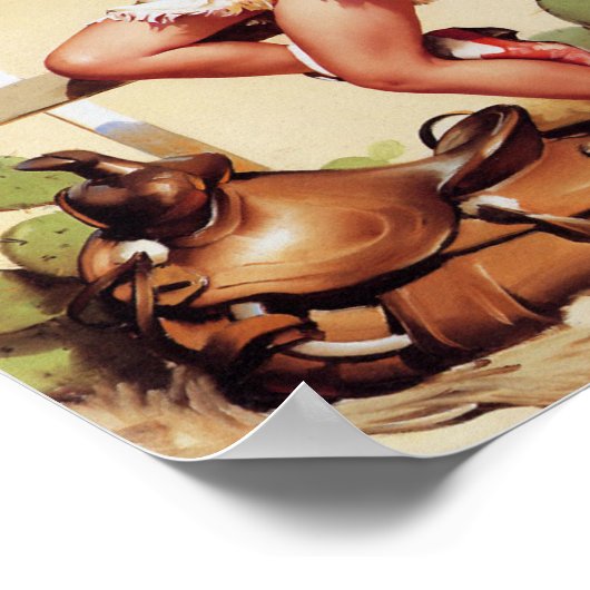 Cowgirl Hitch a Ride Pin Up Poster (Hoek)