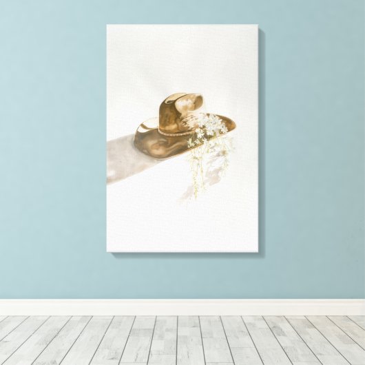 Cowgirl-hoed bloemend canvas (Insitu (Houten vloer))