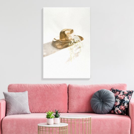 Cowgirl-hoed bloemend canvas (Insitu (Woonkamer))