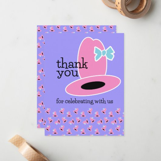 Cowgirl Hoed Dank Je Notitiekaartje (Voorkant / Achterkant in situ)