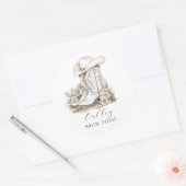Cowgirl hoed laarzen bruidsgezelschap Op maat gema Ronde Sticker (Envelop)