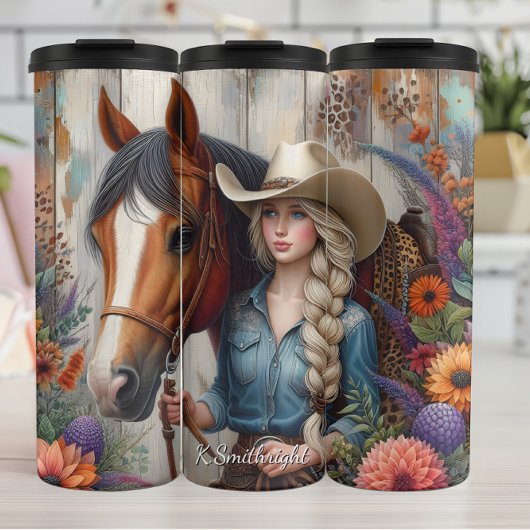 Cowgirl Horse Floral Rustic Charm Thermosbeker