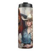 Cowgirl Horse Floral Rustic Charm Thermosbeker (Voorkant)
