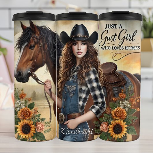 Cowgirl Horse Sunflowers Rustic Charm Thermosbeker