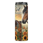 Cowgirl Horse Sunflowers Rustic Charm Thermosbeker (Achterkant)