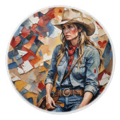 Cowgirl, "Ik heb dit." Lade handgreep Keramische Knop (Voorkant)
