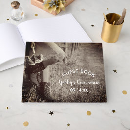Cowgirl in Boots met zonnebloemen Quinceanera Gastenboek