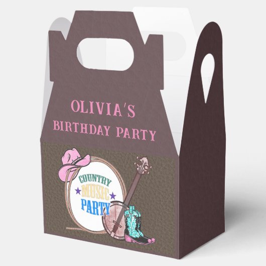 Cowgirl in country Music Birthday Party Bedankdoosjes (Geopend)