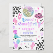 Cowgirl in de kosmische ruimte Disco Rodeo Birthda Kaart (Voorkant)