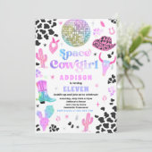 Cowgirl in de kosmische ruimte Disco Rodeo Birthda Kaart (Staand voorkant)