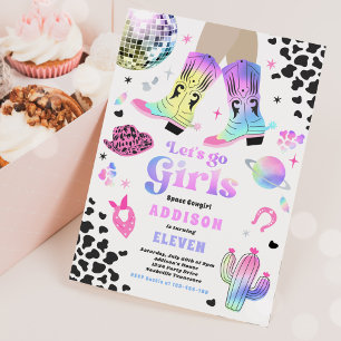 Cowgirl in de kosmische ruimte Disco Rodeo Birthda Kaart