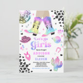 Cowgirl in de kosmische ruimte Disco Rodeo Birthda Kaart (Staand voorkant)