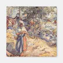 Cowgirl in de weide (Kind met landbouwhuisdieren)