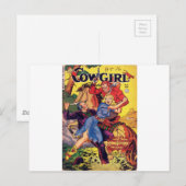 Cowgirl in een Blauwe Dress Briefkaart (Voorkant / Achterkant)