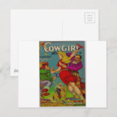 Cowgirl in een Rode Dress Briefkaart (Voorkant / Achterkant)