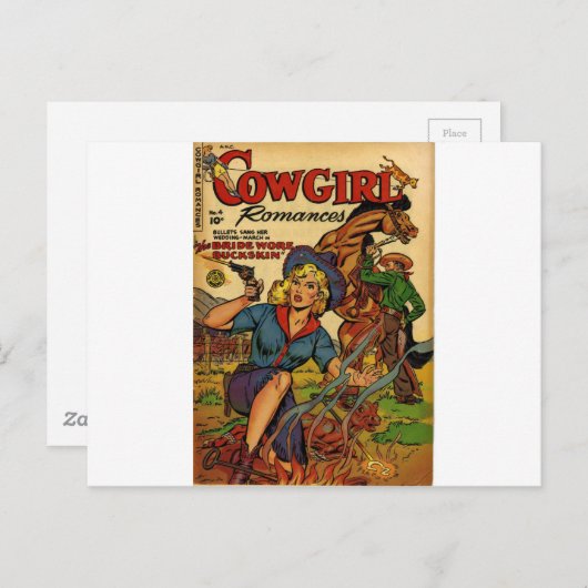 Cowgirl in het bereik briefkaart (Voorkant / Achterkant)