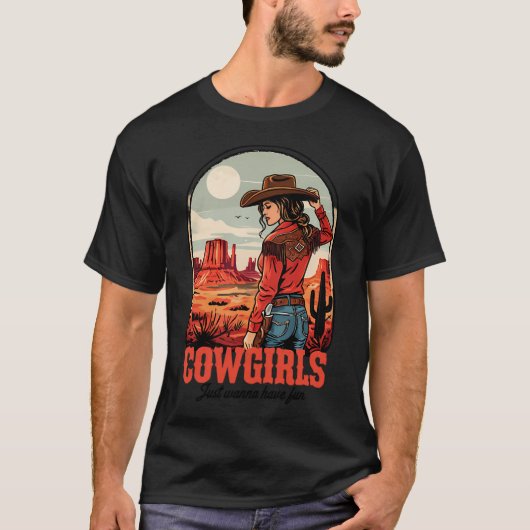 Cowgirl in het Rood T-shirt (Voorkant)