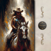 Cowgirl in Leather on Dark Horse Decoupage Tissuepapier