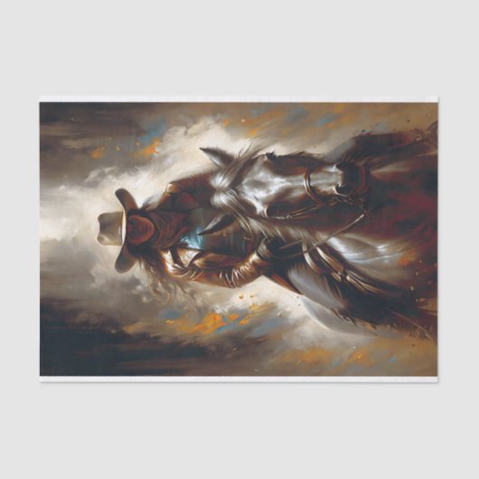 Cowgirl in Leather on Dark Horse Decoupage Tissuepapier (Voorkant)