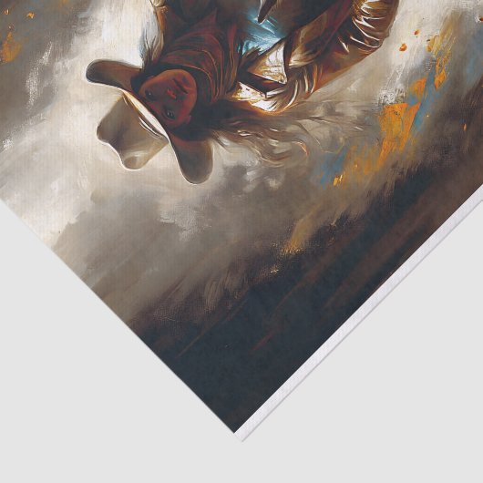 Cowgirl in Leather on Dark Horse Decoupage Tissuepapier (Detail)