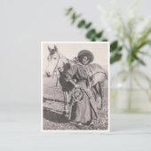 Cowgirl in rijgewoonte van de jaren 1880 briefkaart (Staand voorkant)