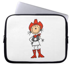 Cowgirl in rode T-shirts en cadeaus Laptop Sleeve